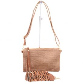 POCHETTE ART. VIOLET RAFIA TON SUR TON +